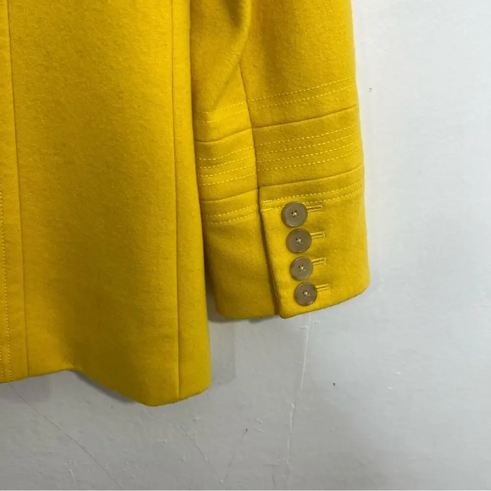 J Crew Stadium Cloth Majesty Bright Yellow Pea Coat Jacket Size 8 - Picture 6 of 13